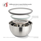 Customized Salad Mixing Bowls Set Home Kitchen Baking Salad 16/20/24cm Stainless Steel Mixing Bowl with Transparent Lid
