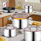 Food Grade Nonstick Cookware 10 Pcs Stainless Steel Cooking Pots and Pans for Home Kitchen