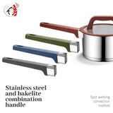 Customization 8Pcs Induction Bottom Kitchenware Stainless Steel Cookware Set with Colorful Silicone Handle and Lid