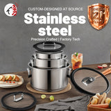 New Product 6pcs Folding Handle Stainless Steel Casserole Cooking Pot Cookware Set with Silicone Glass Lid