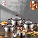 Wholesale Conical Shape Cooking Pots and Pans Set 8pcs Stainless Steel Cookware Set with Two Pouring Lips