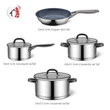Customization 7Pcs Kitchen Cooking Pots and Pans Set Stainless Steel Cookware Sets