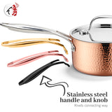 8 Pcs High Quality Triply Copper Cooking Pots and Pans Stainless Steel Cookware Set With Hammer Design