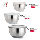 Customized Salad Mixing Bowls Set Home Kitchen Baking Salad 16/20/24cm Stainless Steel Mixing Bowl with Transparent Lid
