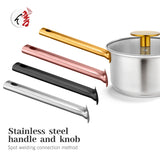 Hot Sell 8 Pcs Straight Shape Nonstick Cookware Set Stainless Steel Cooking Pot and Pan With Gold-Plated Handle